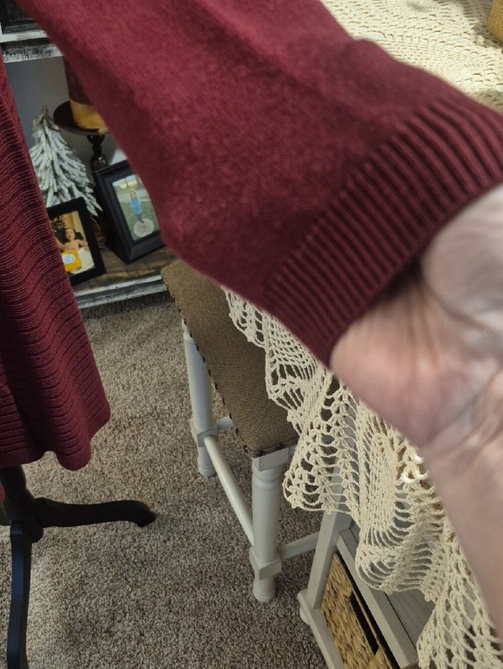 Xhilaration Lace-Up Long Sleeve Knit Dress - Burgundy - Picture 10 of 12